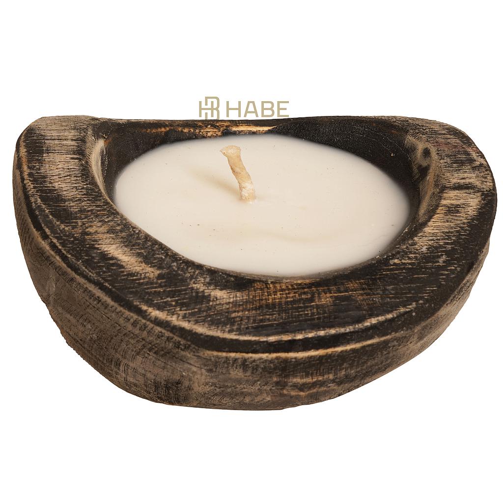 Bowl Teak Wood with Candle  12x12x5,5 cm Black