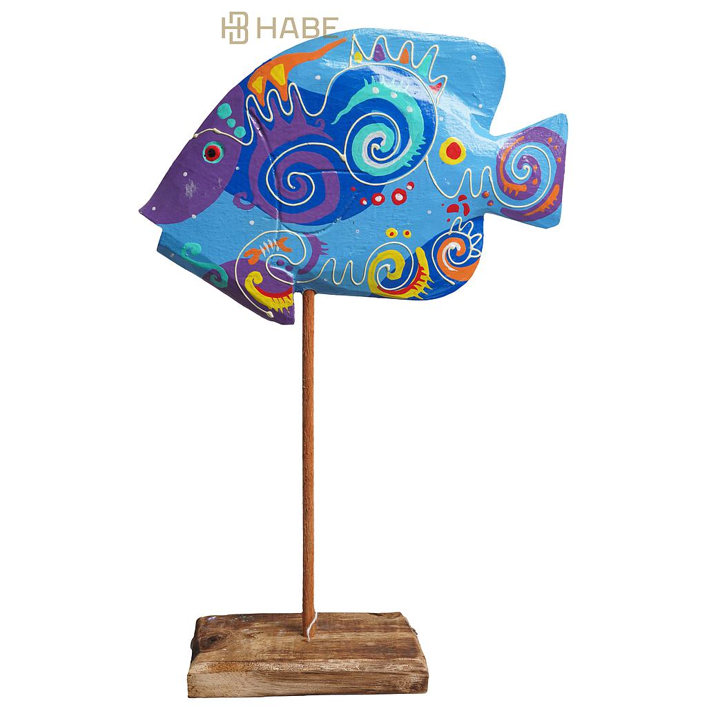 Fish on Stand 23x9x28 cm Blue Mix