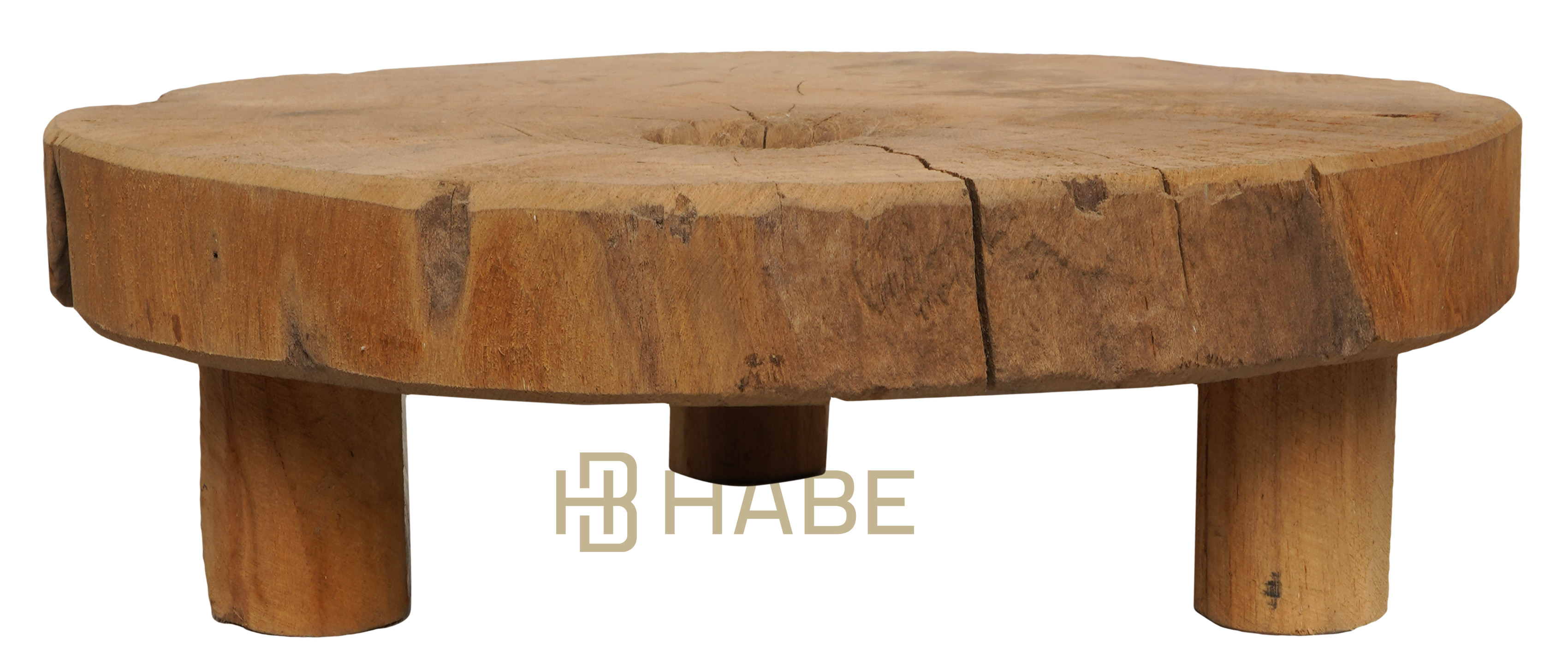 Teak plate with 3 legs 20x20x7 cm (slice 3 cm thick, legs 4 cm high) Natural